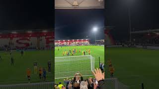 Stevenage vs Cambridge United fans at full time cambridgeunited fans footballfans awayfans away [upl. by Oizirbaf499]