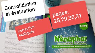 Consolidation et évaluation pages 283930et 31 Nénuphar CM2 [upl. by Scheck]