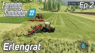 ⭐ Farming Simulator 22 ⭐FS22⭐ Erlengrat⭐ Mow Grass Drying With Tedder Transport Grass Bales ⭐ Ep 2 [upl. by Wilona]