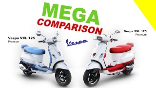 Vespa VXL 125 vs Vespa SXL 125  MEGA COMPARISON  Bike Info [upl. by Seftton]