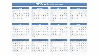 2025 Calendar with ISO week numbers [upl. by Koziarz]