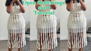 Crochet Shell Fringe skirt tutorial  Mermaid skirt  Mihankushea [upl. by Romonda930]