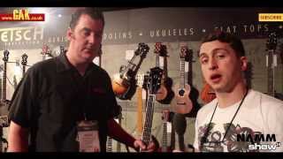 Gretsch  G5034TFT Rancher with Bigsby and new Roots series at NAMM 2014 [upl. by Adirf]