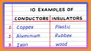 CONDUCTORS AND INSULATORS EXAMPLES  SCIENCE  5  10 EXAMPLES OF CONDUCTORS AND INSULATORS [upl. by Severen]