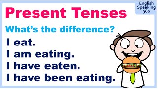 Lets compare PRESENT VERB TENSES in ENGLISH Simple  Progressive  Perfect  Perfect Progressive [upl. by Ellimaj450]