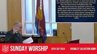 Bromley Temple Salvation Army  Sunday Blessing  29th September 2024 [upl. by Quirk]