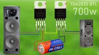 DIY Powerful Ultra Bass Amplifier BTL 2 TDA2030  HiRES audio  Simple circuit [upl. by Aelyk]