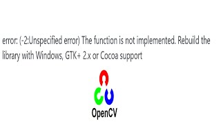 OpenCV error 2Unspecified error The function is not implemented Ubaid Shah  Hindi  HBIIT [upl. by Siroval]