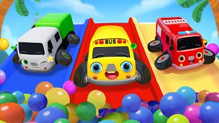 The Wheels On The Bus Playground Song  Slip and Slide Down  Nursery Rhymes amp Kids Songs  Baby Car [upl. by Niles]