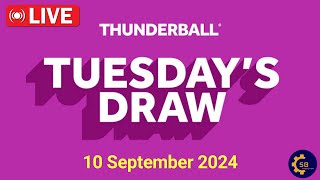 National lottery Thunderball draw live Tonight Results from Tuesday 10 september 2024  live results [upl. by Anzovin]