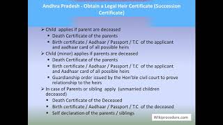 Andhra Pradesh  Obtain A Legal Heir Certificate Succession Certificate [upl. by Lew]