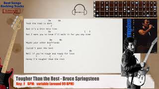 🎻 Tougher Than the Rest  Bruce Springsteen Bass Backing Track with chords and lyrics [upl. by Atived]