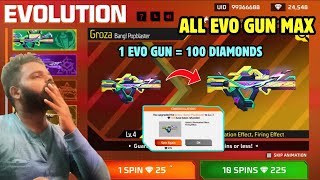 🤑 FF Evolution event spin tamil 🤑 All Evo guns max in 100 diamonds 😍 Free fire India [upl. by Gerrit]