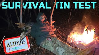 Rain amp No Shelter  Altoids Tin Survival Kit Overnight ChallengeTest  Winter Wilderness Survival [upl. by Nafri402]