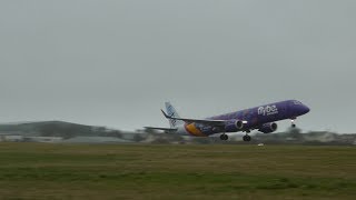 BUSY AFTERNOON at Guernsey Airport featuring special FlyBe E195 190218 [upl. by Perretta534]