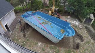 Fiberglass pool install timelapse part 1 [upl. by Kerwin665]