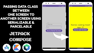 How to Passing Data Class Between One Screen To Another Screen using Serializable amp Parcelable [upl. by Aimehs]