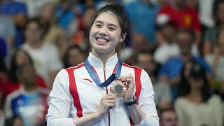 Chinas Zhang Yufei on winning womens 100m butterfly bronze at Paris 2024 Olympics｜张雨霏 [upl. by Koziara]