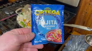 Chicken Fajitas In A Tramontina Stainless Steel Pan With Ortega Fajita Seasoning Packet [upl. by Barbie]