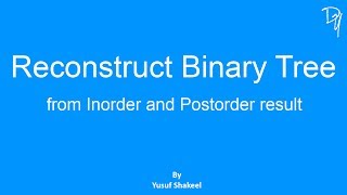 Reconstruct Binary Tree from Inorder and Postorder result [upl. by Ennalyrehc]