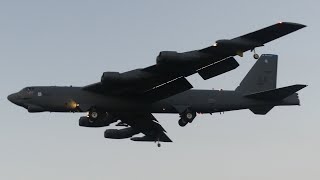 HUGE AMERICAN B52 BOMBERS LAND AT RAF FAIRFORD AFTER A LONG MISSION [upl. by Eetsud83]