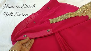 Belt wali saree kaise banaye  Ready to wear saree  Permanent Stitch Saree [upl. by Aileon]