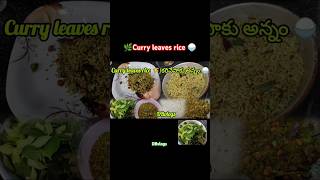 🌿🍚🌾😋Curry leaves rice🍚🌾ytshortsytshortsvideoviralvideo viralshortricerecipericeitemfood [upl. by Lanita]