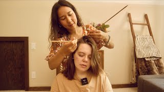 ASMR Scalp Check and Gua Sha Massage with Subscriber Sara Real Person [upl. by Anaugahs149]