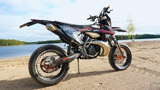 KTM 300 Tpi  Insane 2stroke Supermoto Testride [upl. by Retsub668]