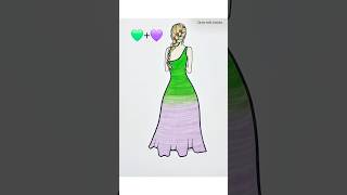 💚💜Easy Dress Satisfying Creative Art drawingdrawing satisfying shorts art trending youtube [upl. by Iegres]