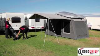 Road Chief  Assembling and dismantling the Road Chief Deluxe Camper Trailer [upl. by Suhploda849]