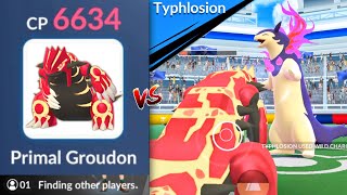 Hisuian TYPHLOSION vs PRIMAL GROUDON Only Challenge Pokemon GO [upl. by Nyltiak]