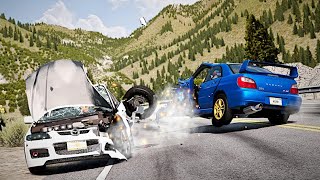 BeamNG Drive  Overtaking Car Crashes 27 [upl. by Atteuqram]