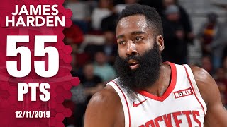 James Harden scores 55 points in road game for Rockets vs Cavaliers  201920 NBA Highlights [upl. by Boyse]