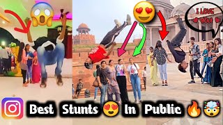 New Tik Tok Stunts On Public Reaction 🤯😍  Cute 🥰 Girls 🙈 Reaction Flips publicreaction tiktok [upl. by Palermo]