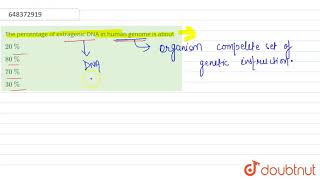 The percentage of extragenic DNA in human genome is about  12  MOLECULAR BASIS OF INHERITANCE [upl. by Ydnil]