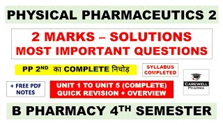 2 Marks Solutions  Physical pharmaceutics 4th semester important questions  Carewell Pharma [upl. by Toolis852]