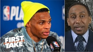 Russell Westbrooks behavior at press conferences is uncalled for  Stephen A  First Take [upl. by Borlase432]