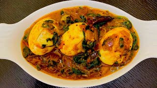 Egg spinach Curry  Egg spinach Recipe  Nivis Food [upl. by Pettiford]