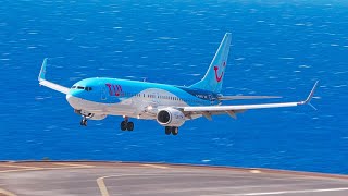 3X Boeing 737 Landing  The return of TUI UK to Madeira Airport [upl. by Nigrom965]