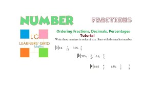 FRACTIONS ordering fractions decimals percentages Tutorial 1 [upl. by Haile190]