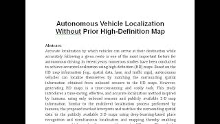 Autonomous Vehicle Localization Without Prior High Definition Map [upl. by Enneles]