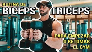 RUTINA DE BICEPS Y TRICEPS PARA EMPEZAR O RETOMAR EL GYM  Gymtopz [upl. by Ayekel]