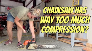 Chainsaw Extremely HARD To Pull Check This Simple Fix Stihl MS280 [upl. by Arammahs]