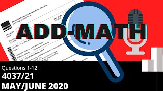 OLevel Add Math May June 2020 Paper 2 403721 [upl. by Ysirhc]