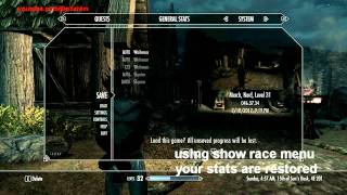 Skyrim Sex Change  Change Race Keeping Stats Bug Fix [upl. by Aihsakal878]