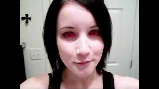 Inserting and Removing Red Sclera Contact Lenses Plus FAQ [upl. by Ahsiuqel]