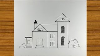 House Drawing step by step  easy drawing for beginners [upl. by Winnie]