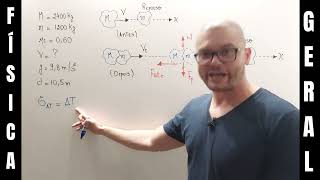 242 Física I  Exercício  Momento Linear  Colisão Inelástica  MoysésVol01Cap09Exe09 [upl. by Aisek]