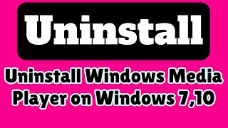 How to uninstall windows media player on windows 71011 Fix 100 [upl. by Zelma]